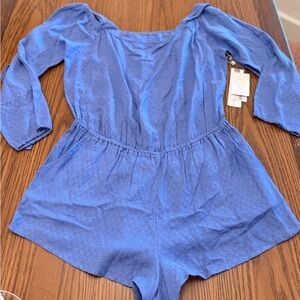 O'Neill Blue Textured Long Sleeve Romper